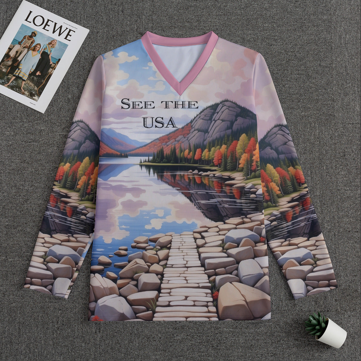 Acadia Nat'l Park -- Men's V-neck Sweatshirt With Long Sleeve