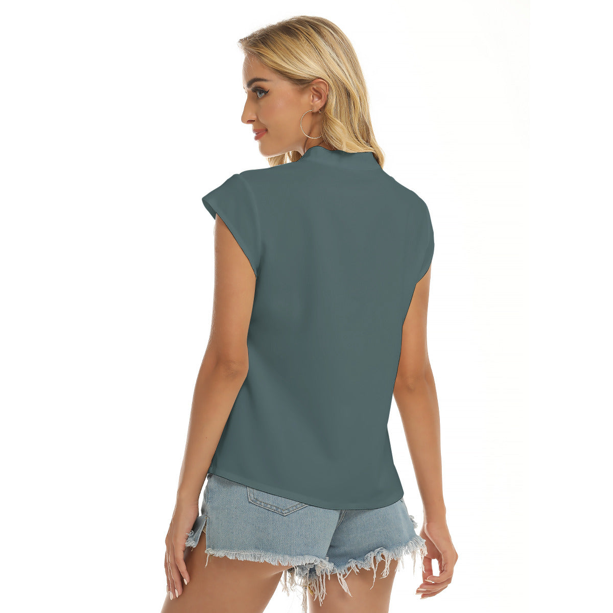 Honeysuckle Too -- Women's Stacked V-neck Short Sleeve Blouse