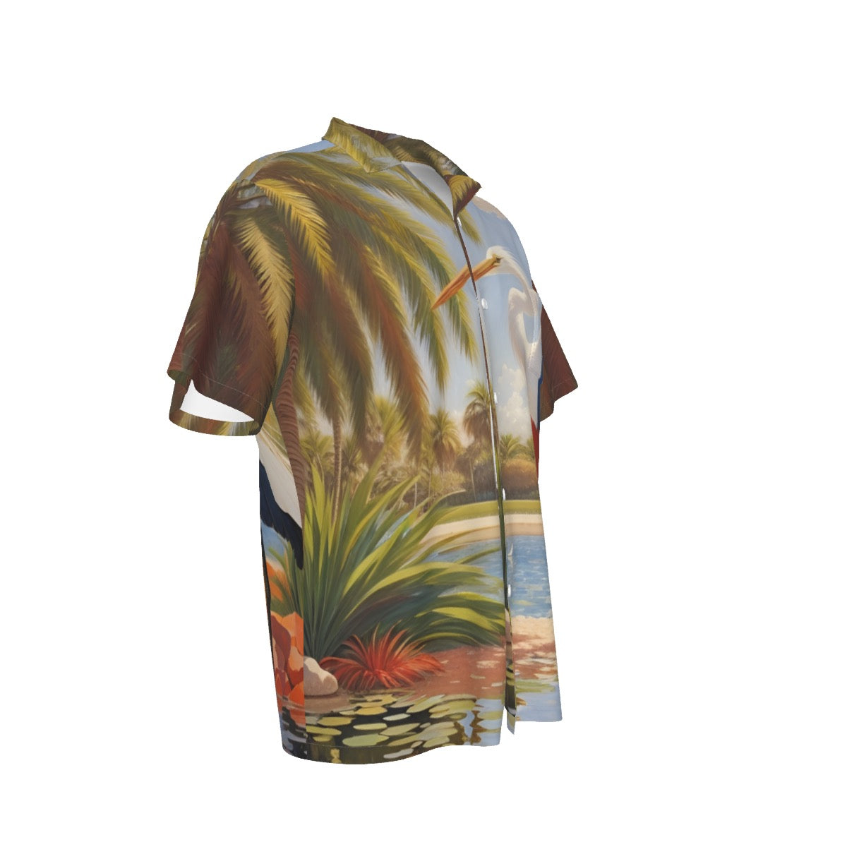Tricolor Egret -- Men's Hawaiian Shirt With Pocket