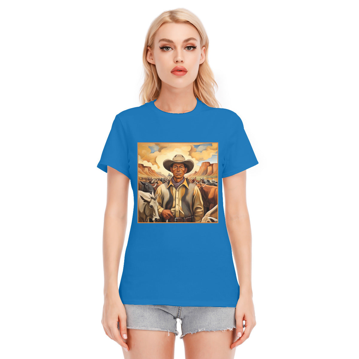 Cowboy Portrait 101 -- Unisex O-neck Short Sleeve T-shirt