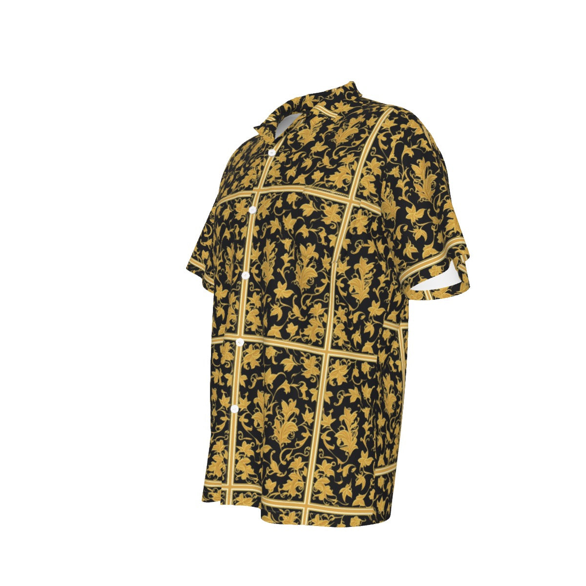 Gold on Black -- Men's Hawaiian Shirt With Pocket