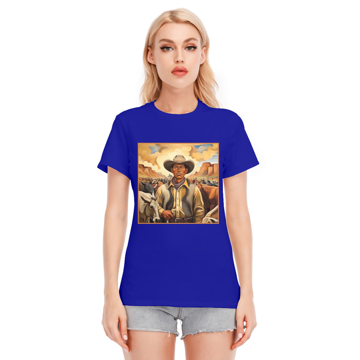 Cowboy Portrait 101 -- Unisex O-neck Short Sleeve T-shirt