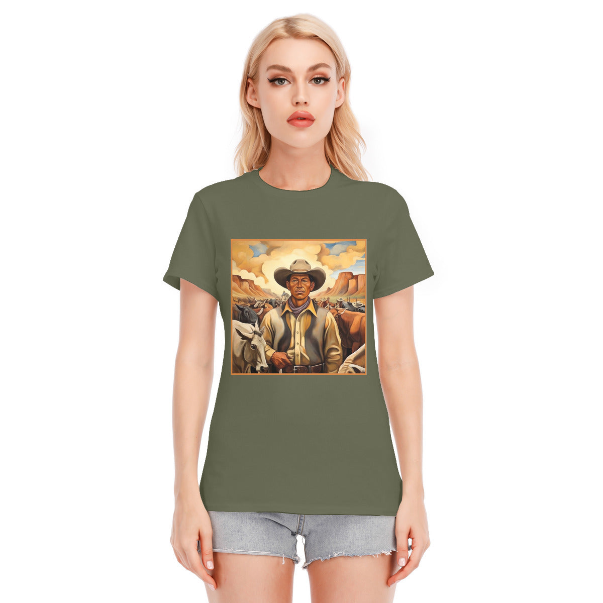 Cowboy Portrait 101 -- Unisex O-neck Short Sleeve T-shirt