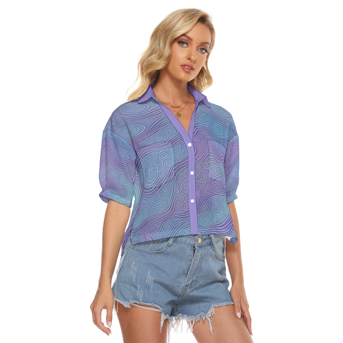 Purple Wave -- Women's V-neck Shirts