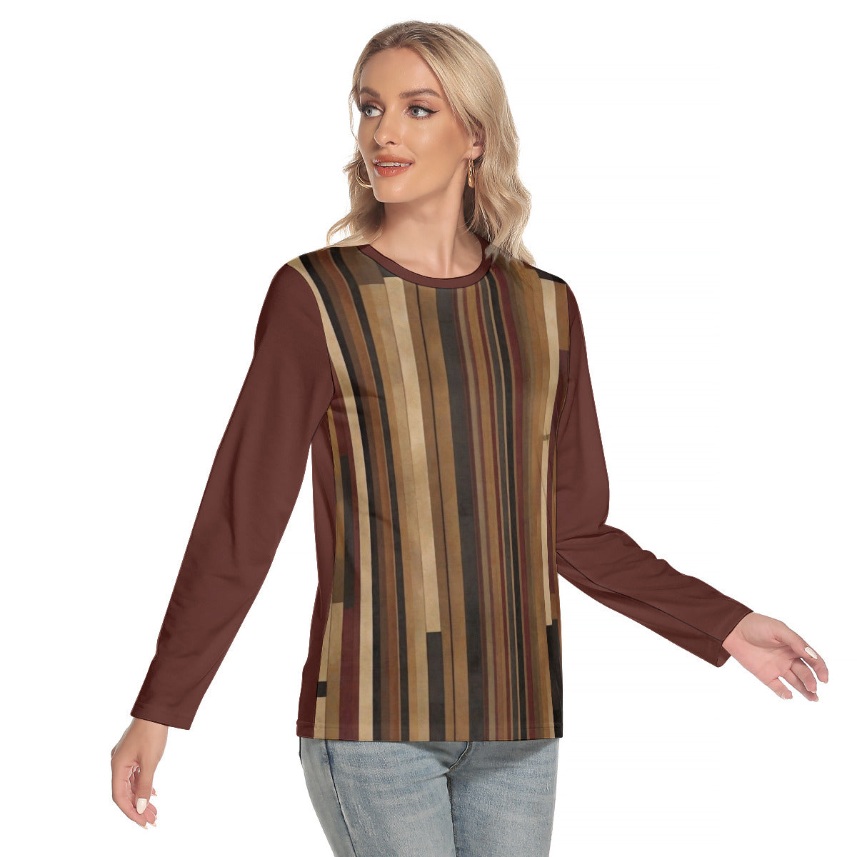 Fantasy Stripes 102 -- Women's O-neck Long Sleeve T-shirt