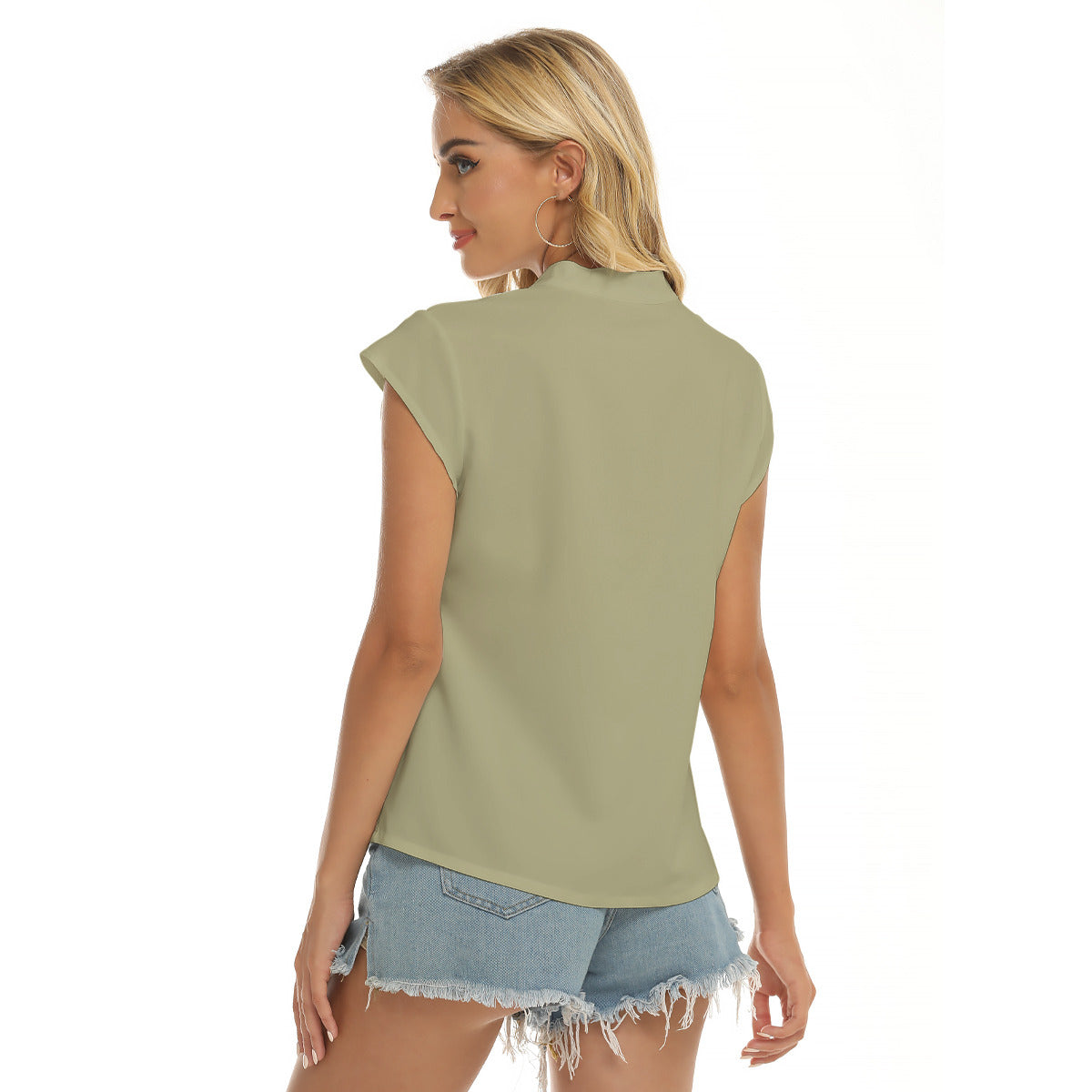 River Festival -- Women's Stacked V-neck Short Sleeve Blouse