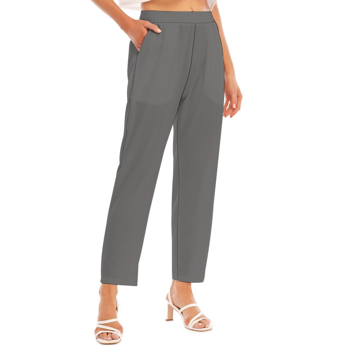 Dark-Grey -- Women's Loose Straight-leg Pants