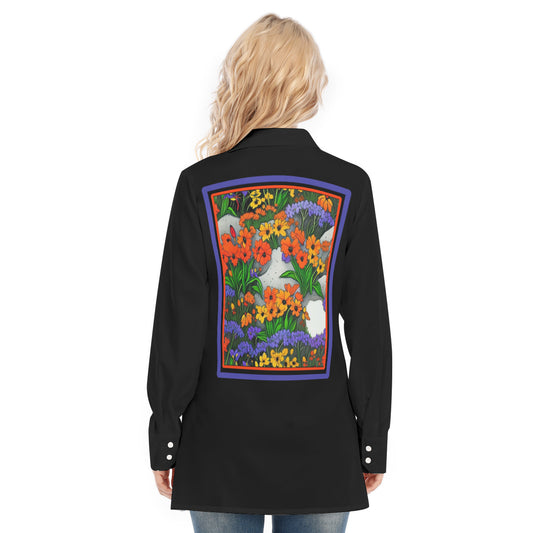 Vermont Wildflowers Black Blouse