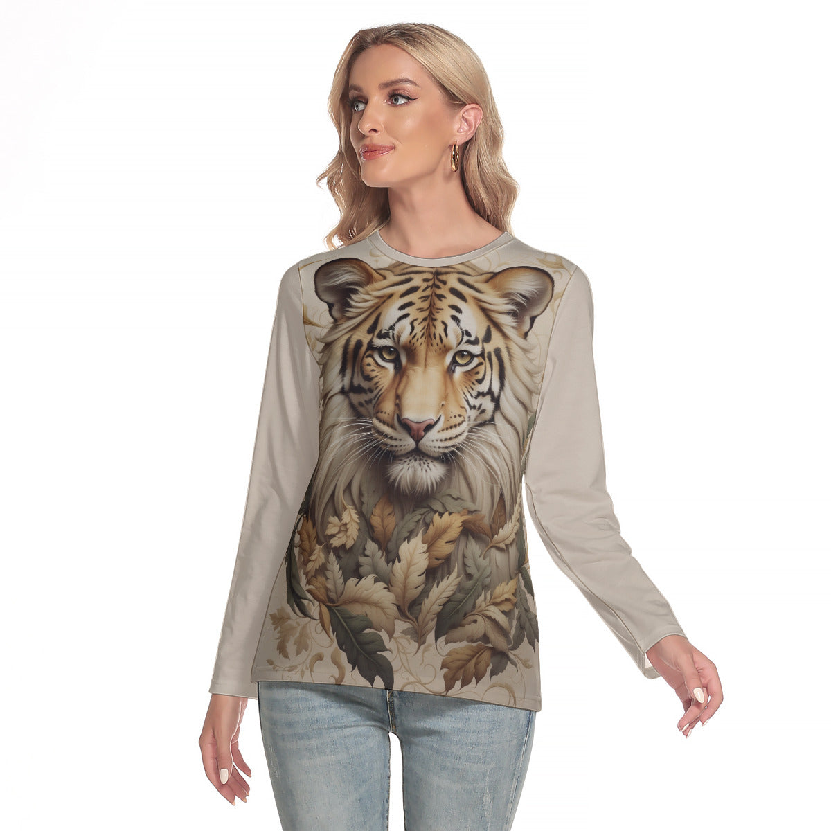 Fantasy Tiger -- Women's O-neck Long Sleeve T-shirt