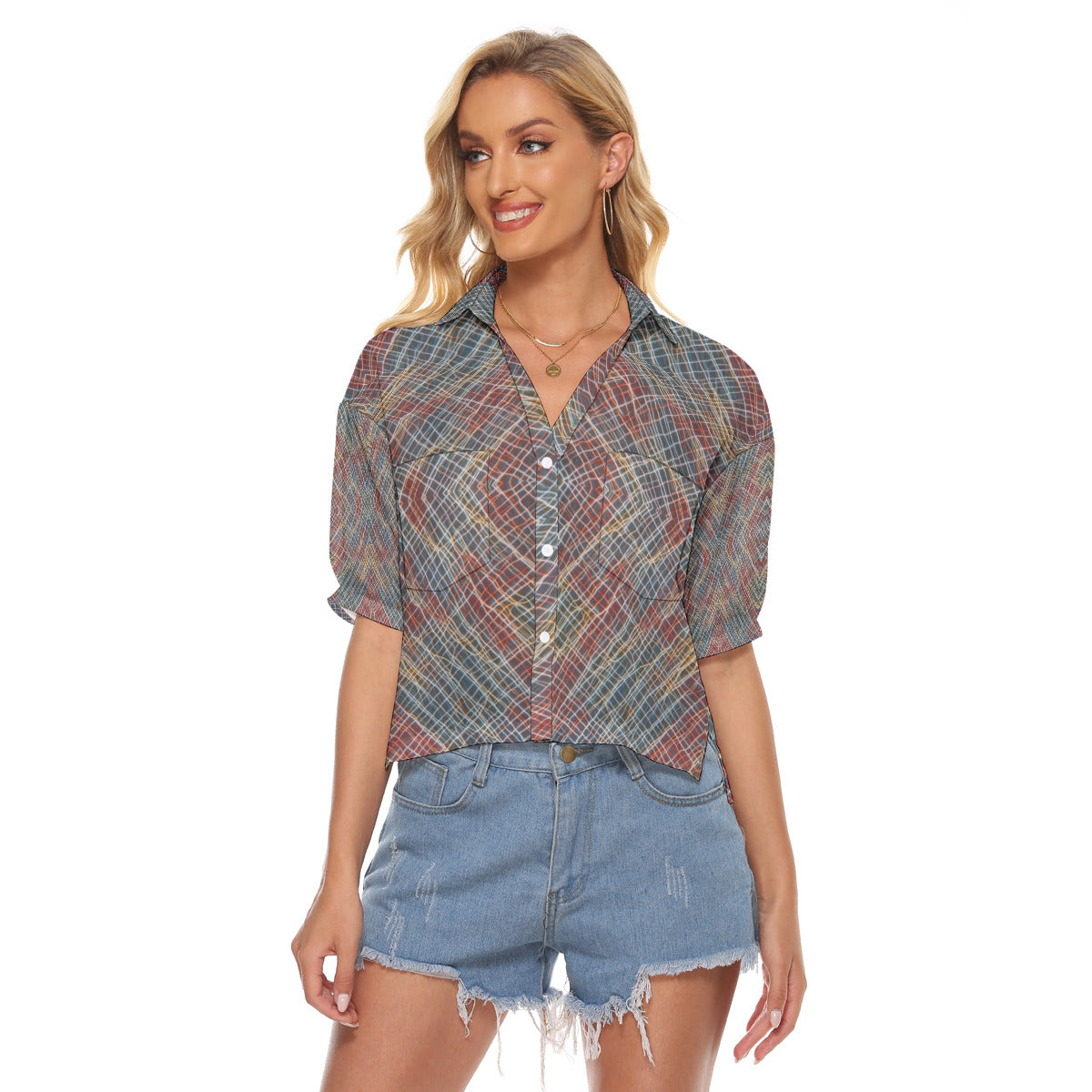 Stone Tartan -- Women's V-neck Shirts