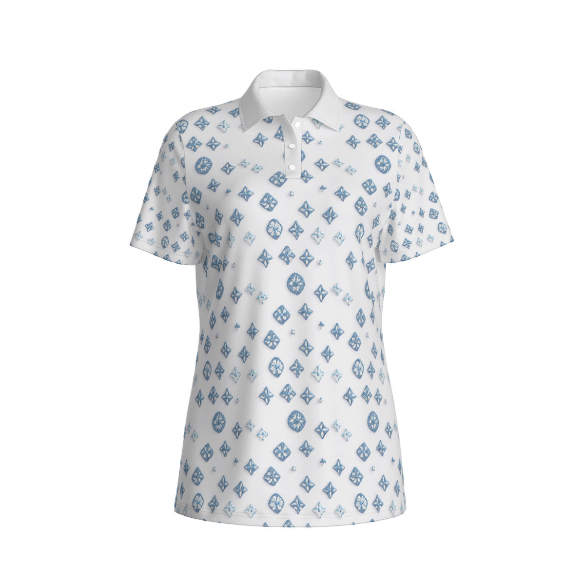 Blue on White -- Women's Polo Collar Jersey