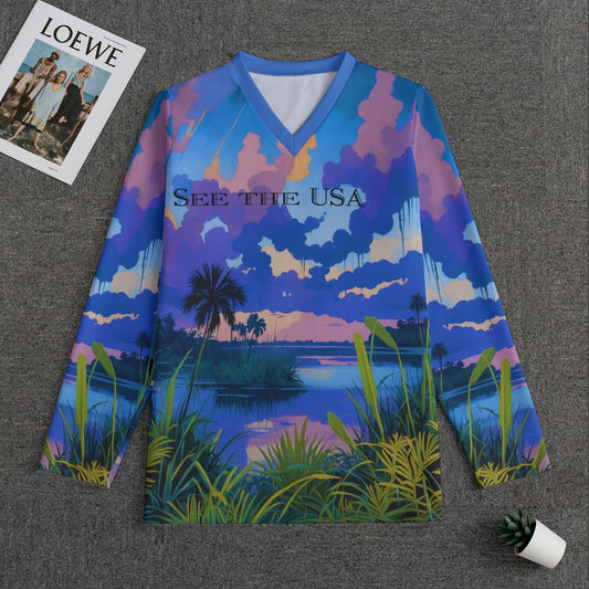 Everglades Nat'l Park -- Men's V-neck Sweatshirt With Long Sleeve