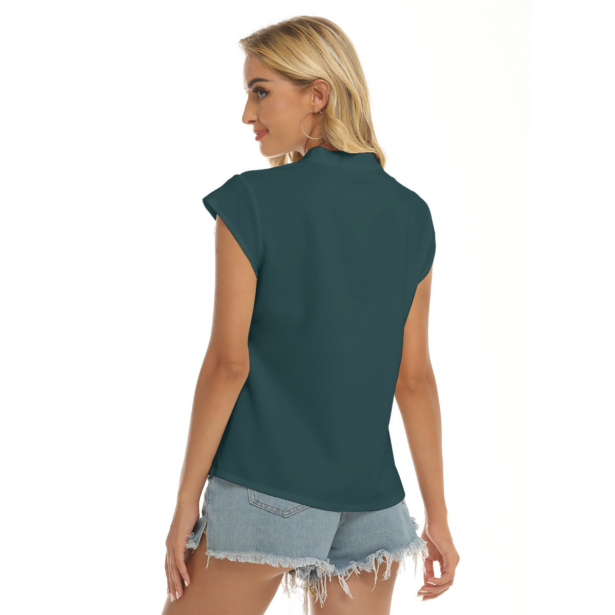 Saguaro Flower -- Women's Stacked V-neck Short Sleeve Blouse