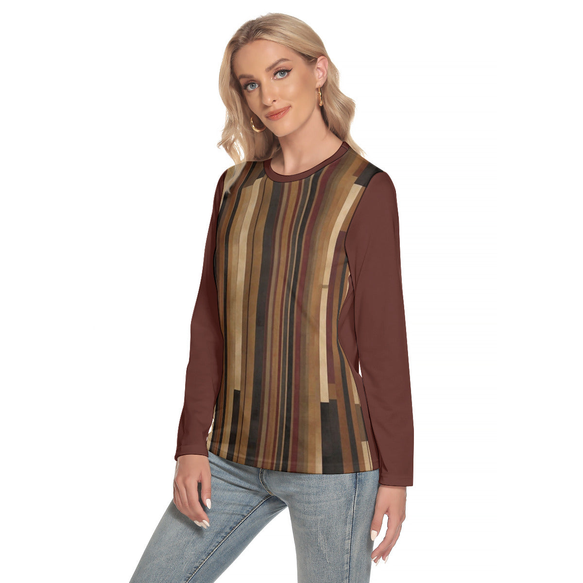 Fantasy Stripes 102 -- Women's O-neck Long Sleeve T-shirt