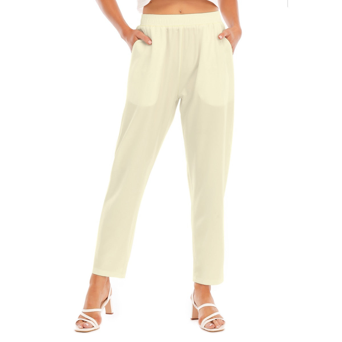 Pale Yellow -- Women's Loose Straight-leg Pants