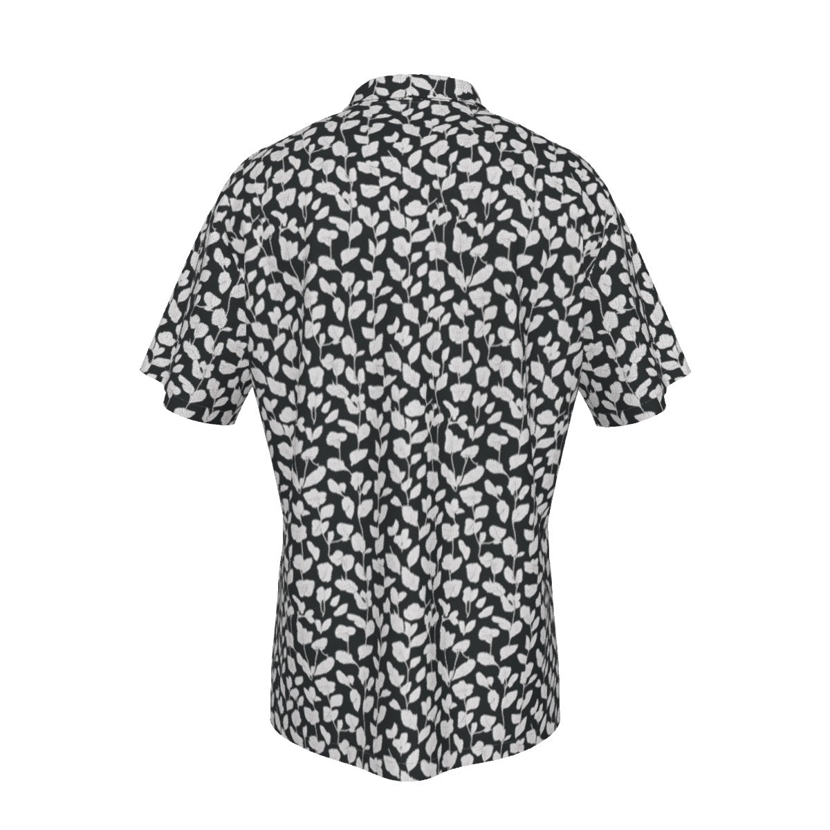 B&W Leaves -- Men's Hawaiian Shirt With Pocket
