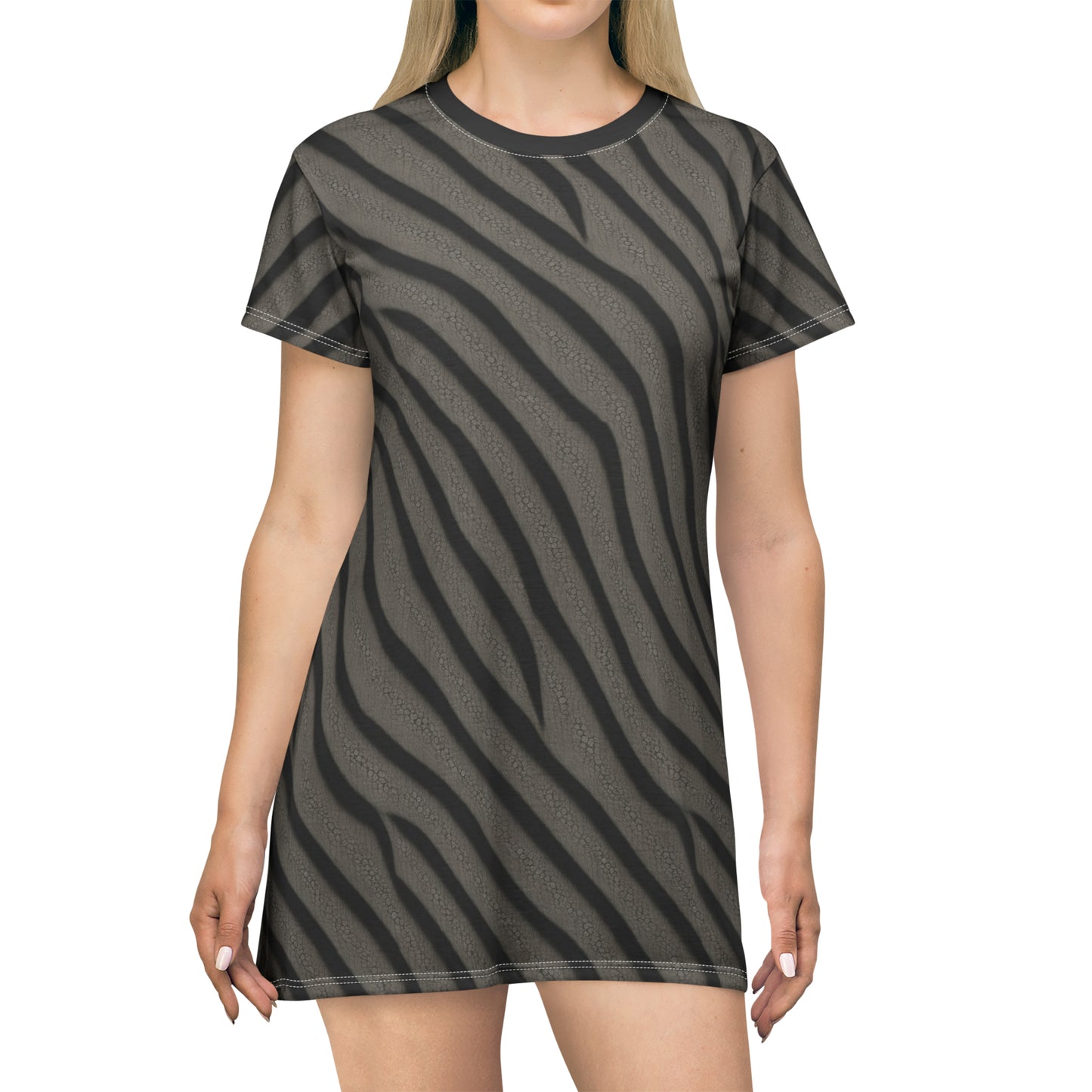 Black & Gray -- T-Shirt Dress (AOP)