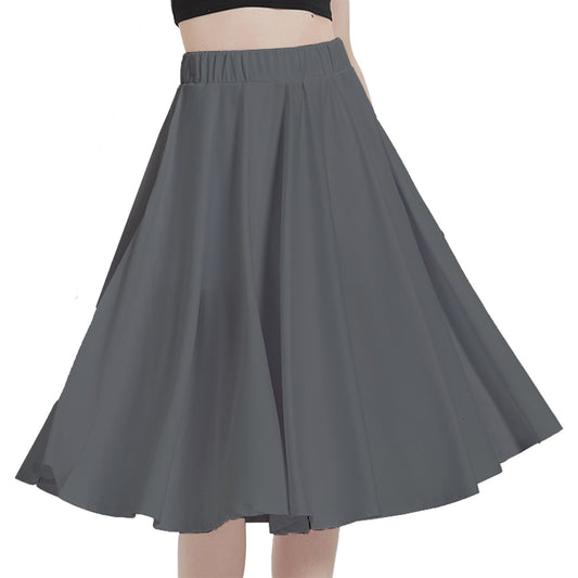 Dk Grey A-Line Midi Skirt With Pocket