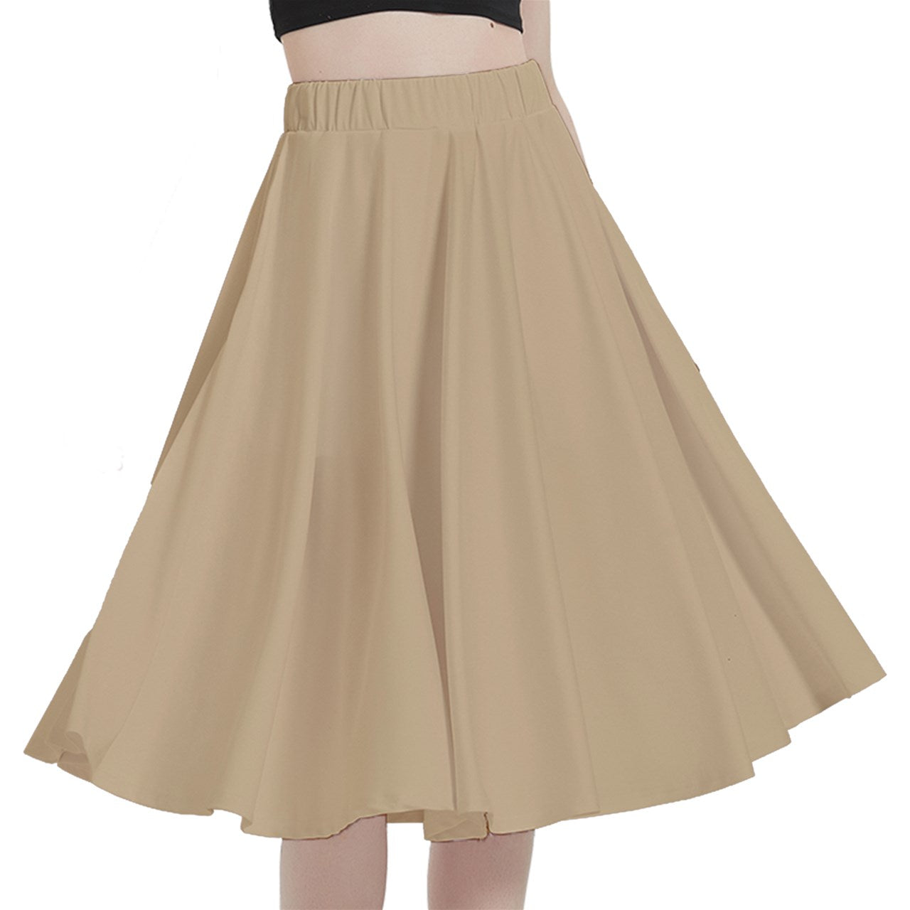 Tan A-Line Full Skirt With Pocket