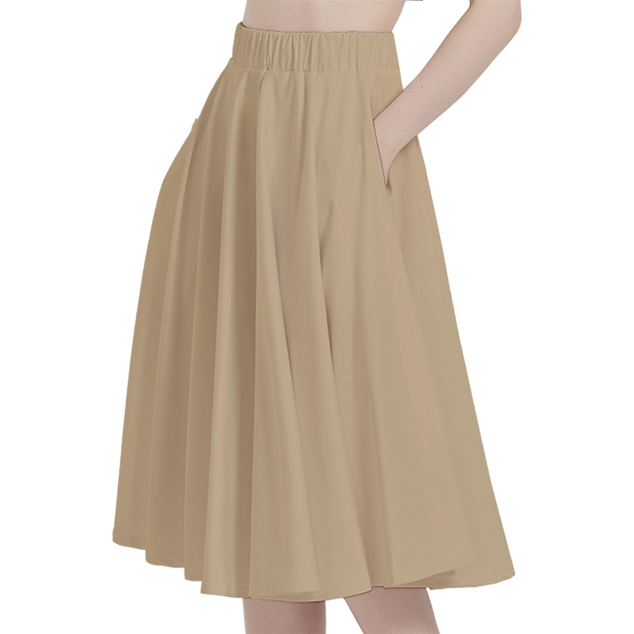 Tan A-Line Full Skirt With Pocket