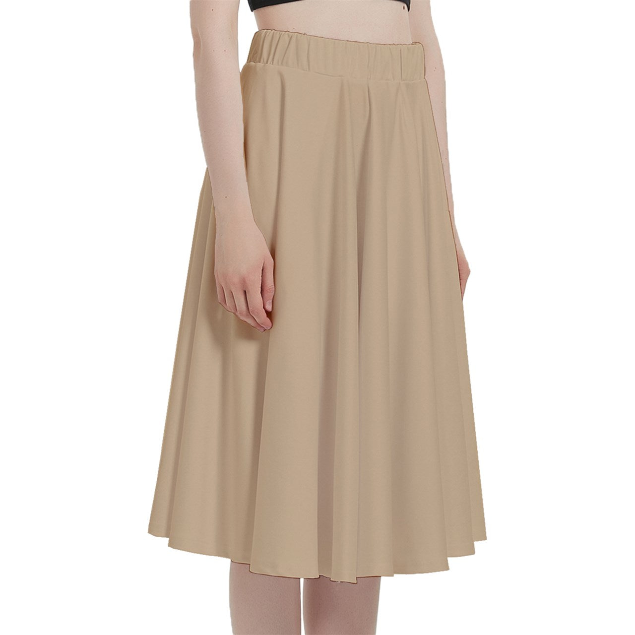 Tan A-Line Full Skirt With Pocket