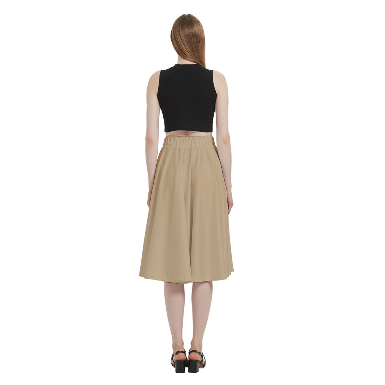 Tan A-Line Full Skirt With Pocket