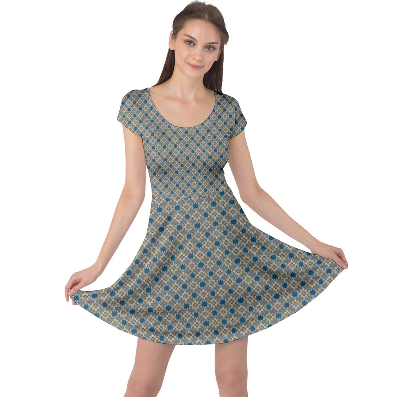 Tiled 111 Cap Sleeve Dress