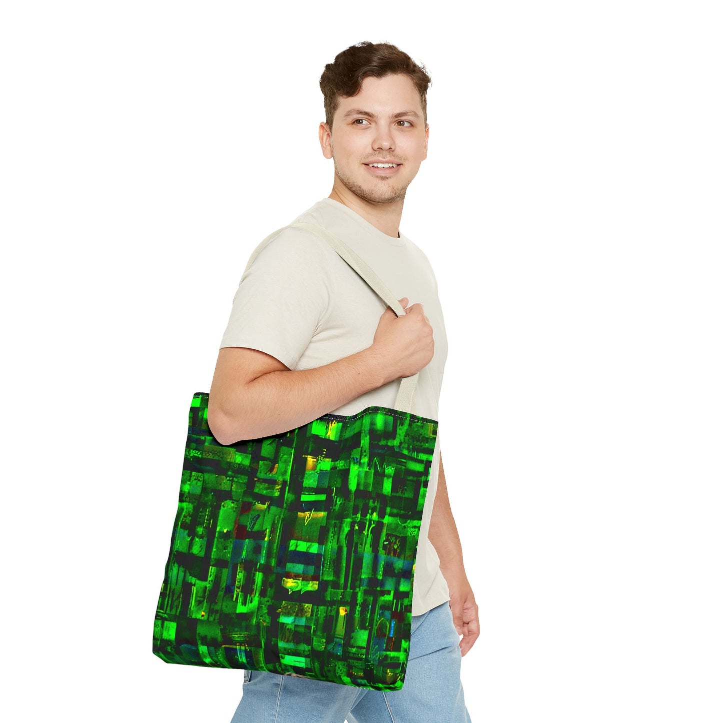 Mother Board - Vibrant Green Abstract Tote Bag - Stylish Eco-Friendly Carryall