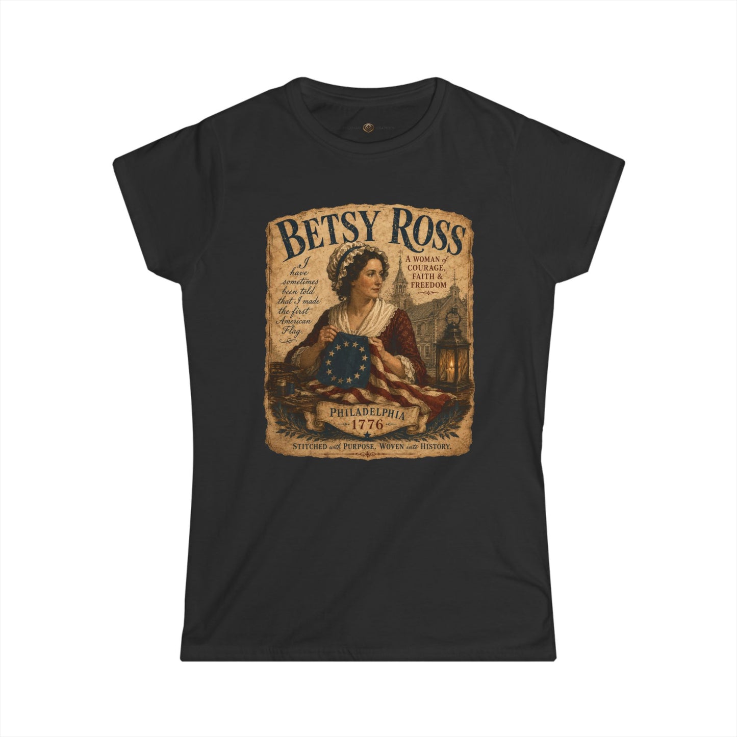 Betsy Ross "Remember the Ladies" Women's Tee — Vintage American Revolution Shirt