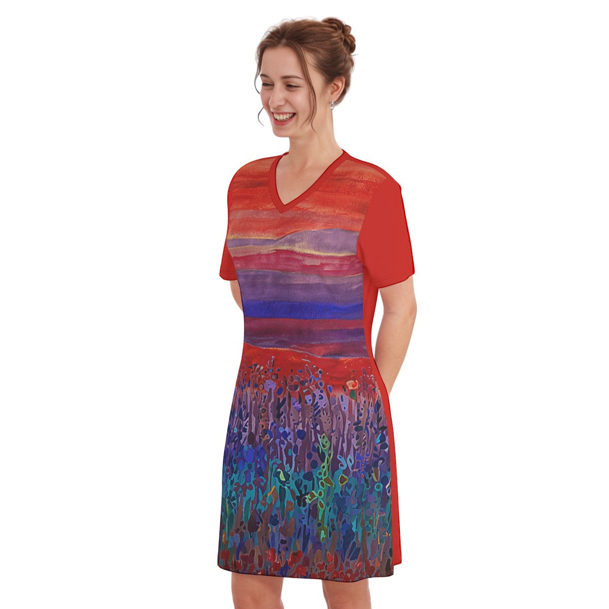 Lost -- Women's V Neck Dress 100% Cotton