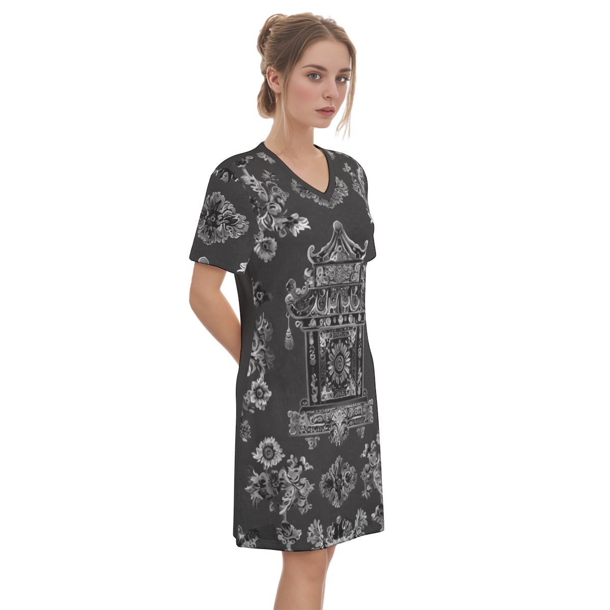 Ubin -- Women's V Neck Dress 100% Cotton