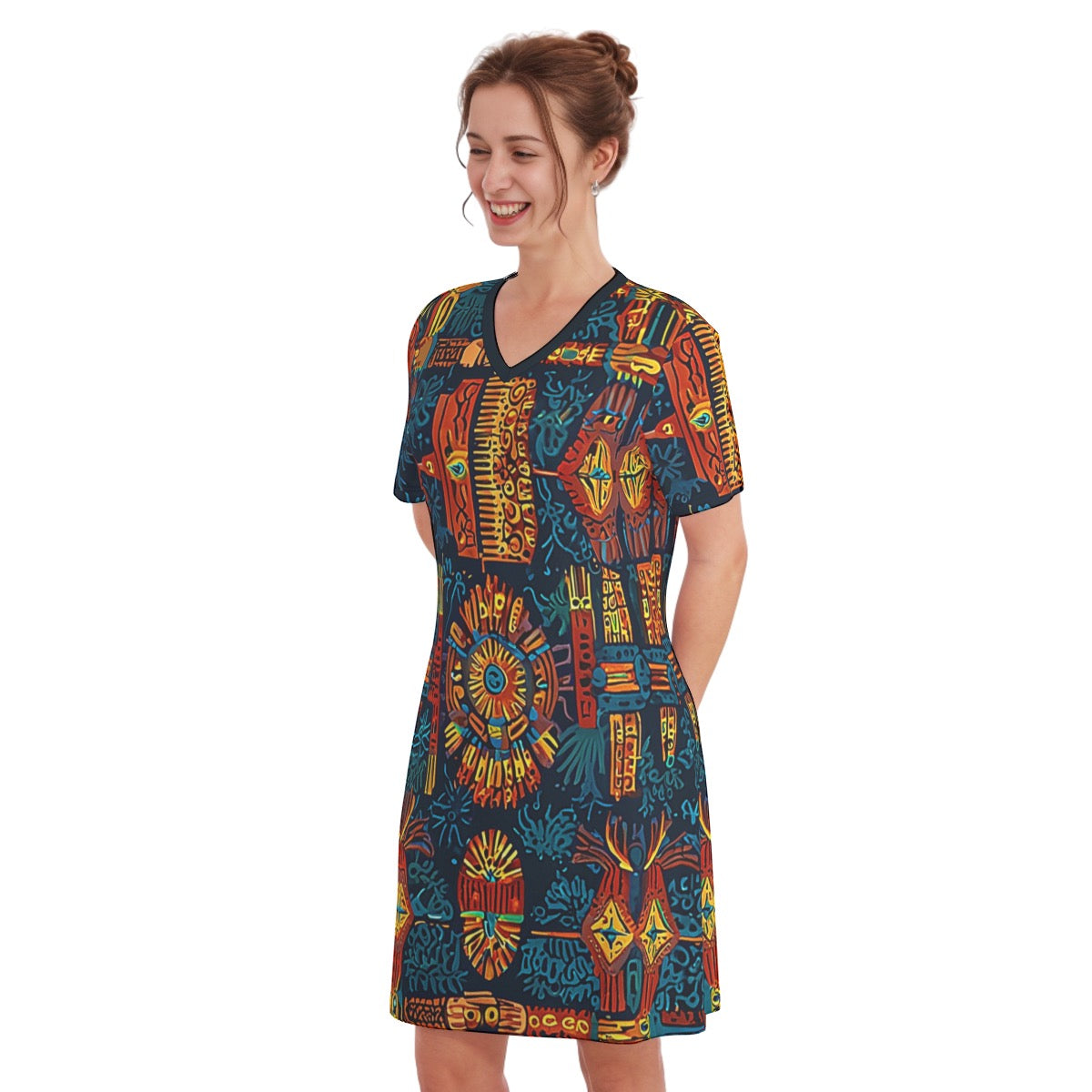 Lioness -- Women's V Neck Dress 100% Cotton