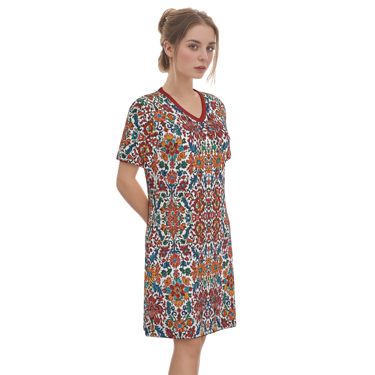 Reyk -- Women's V Neck Dress 100% Cotton