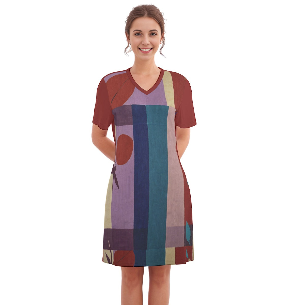 Peinture -- Women's V Neck Dress 100% Cotton