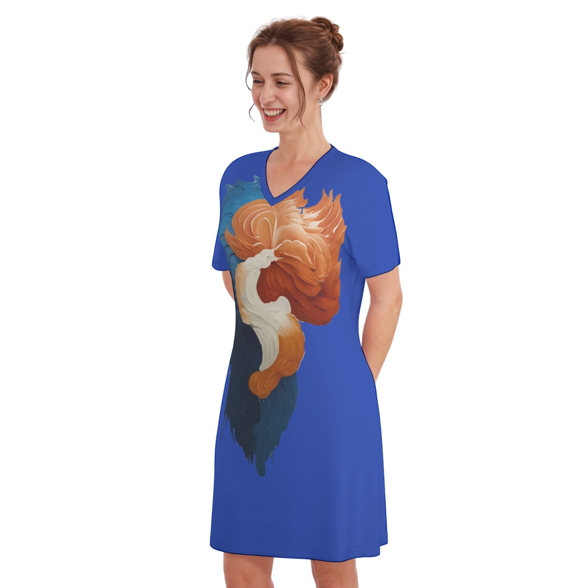 Chanticleer -- Women's V Neck Dress 100% Cotton