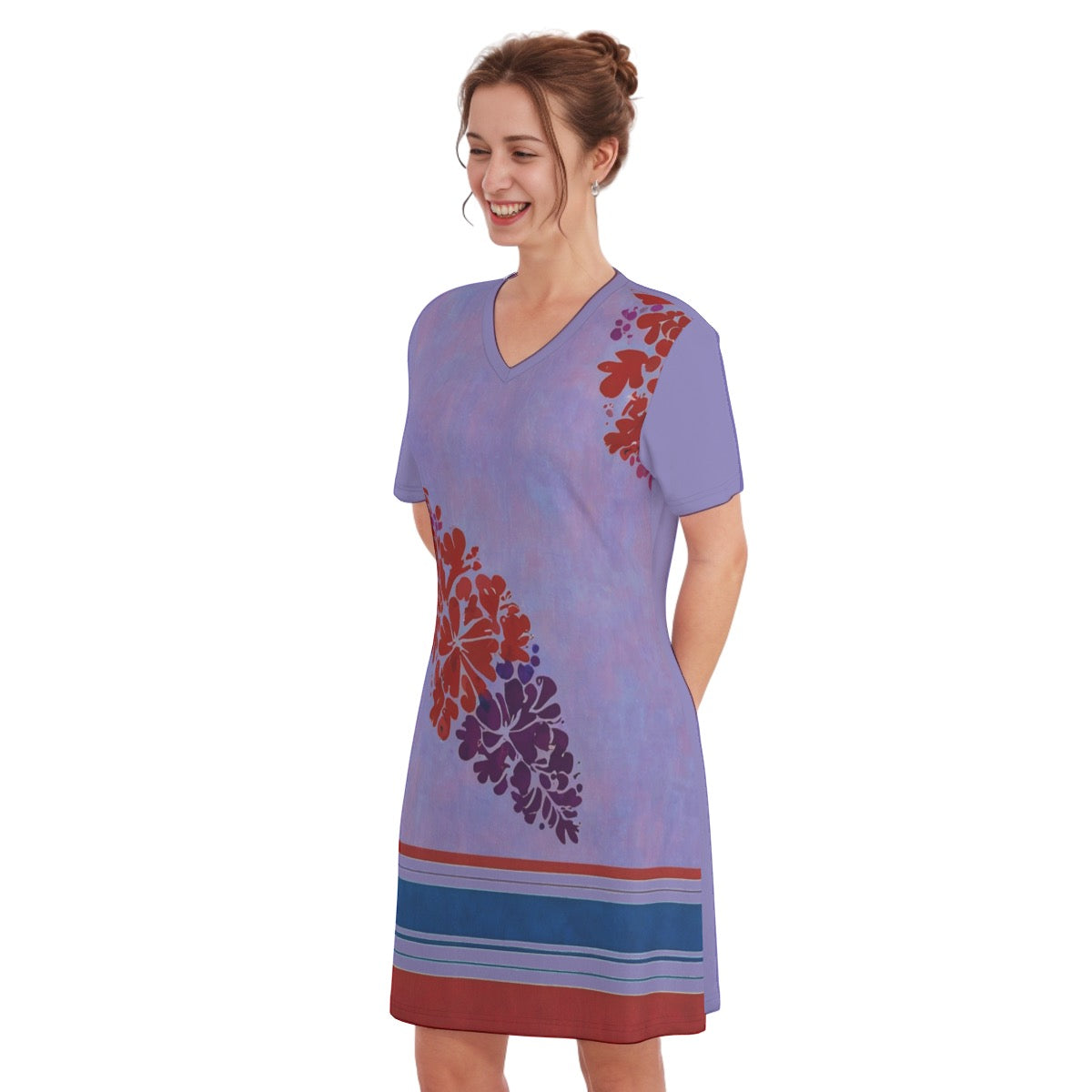 Twilight -- Women's V Neck Dress 100% Cotton