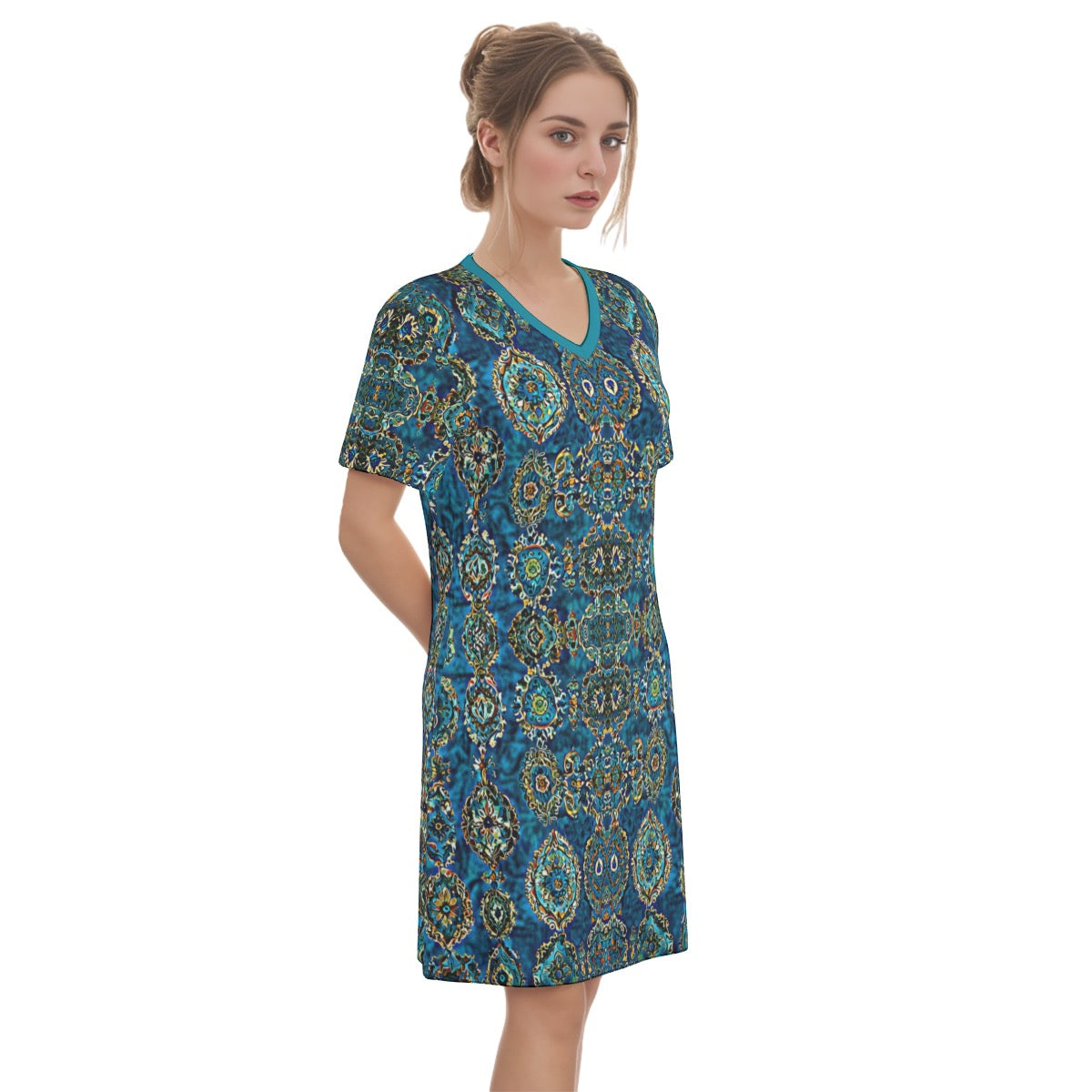 Oulu -- Women's V Neck Dress 100% Cotton