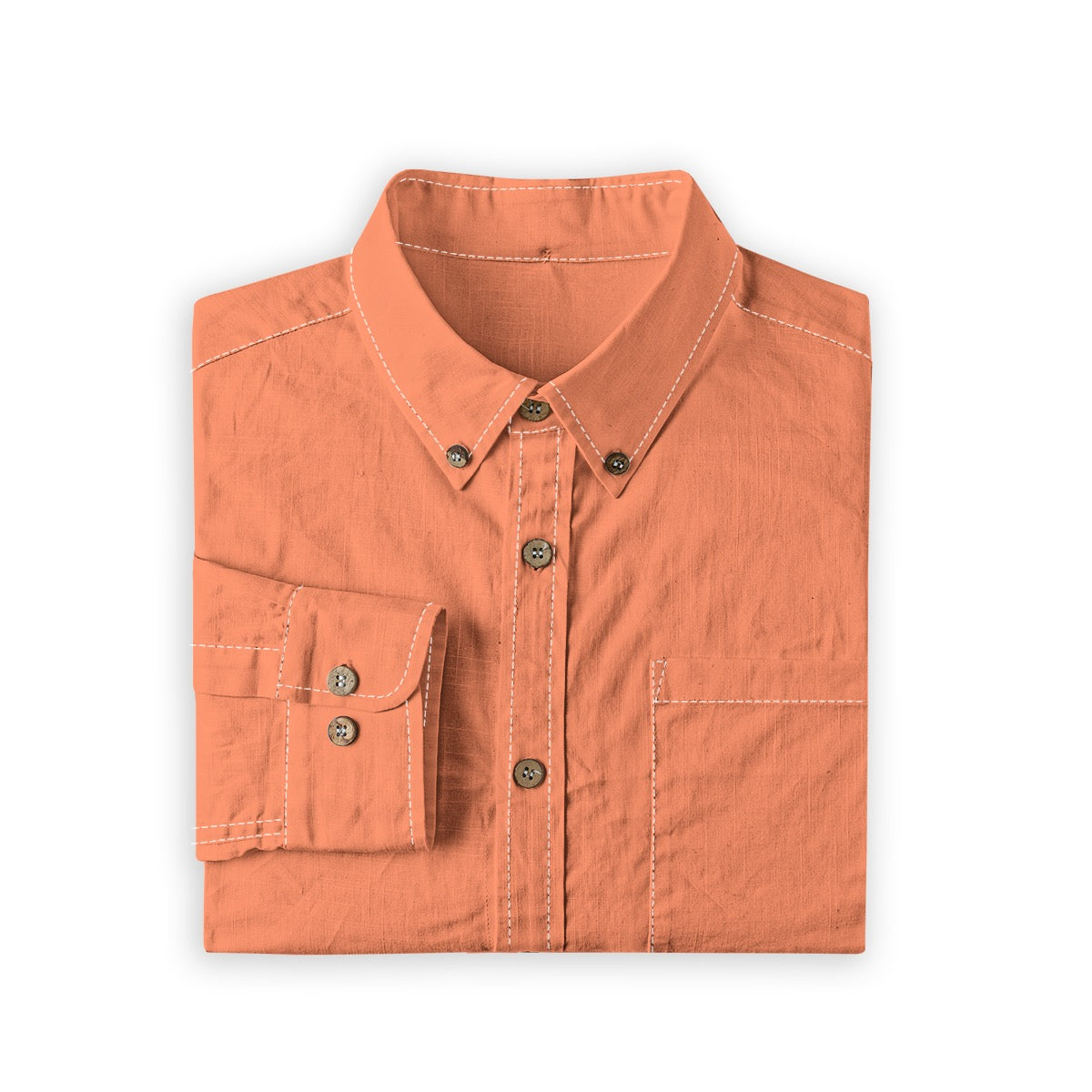 Coral -- Men's 100% Cotton LS Shirt