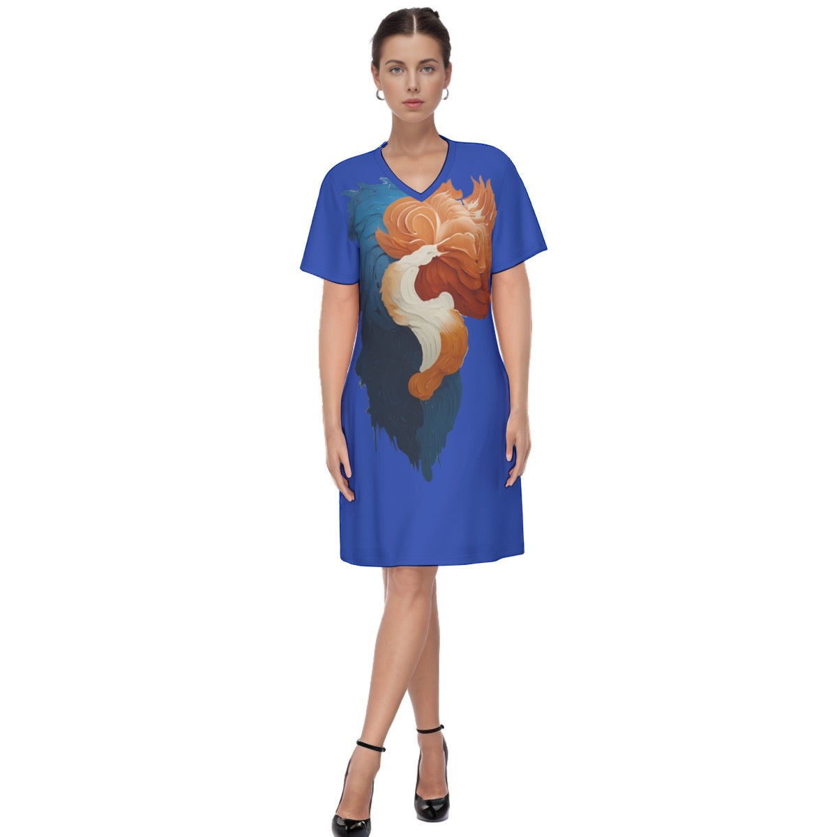 Chanticleer -- Women's V Neck Dress 100% Cotton