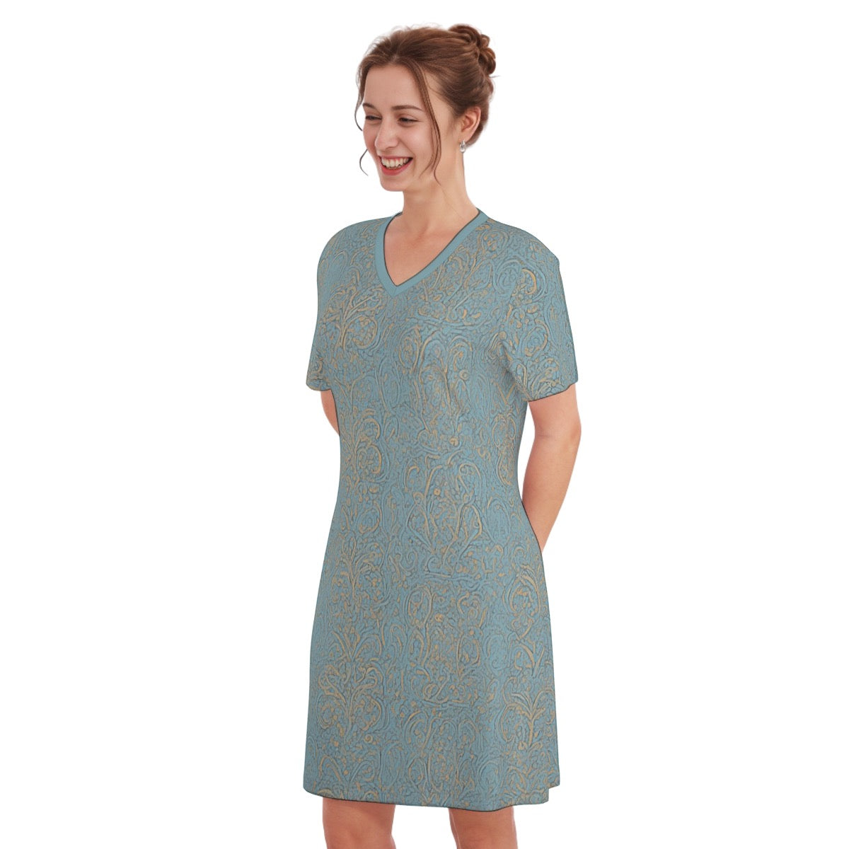 Strath -- Women's V Neck Dress 100% Cotton