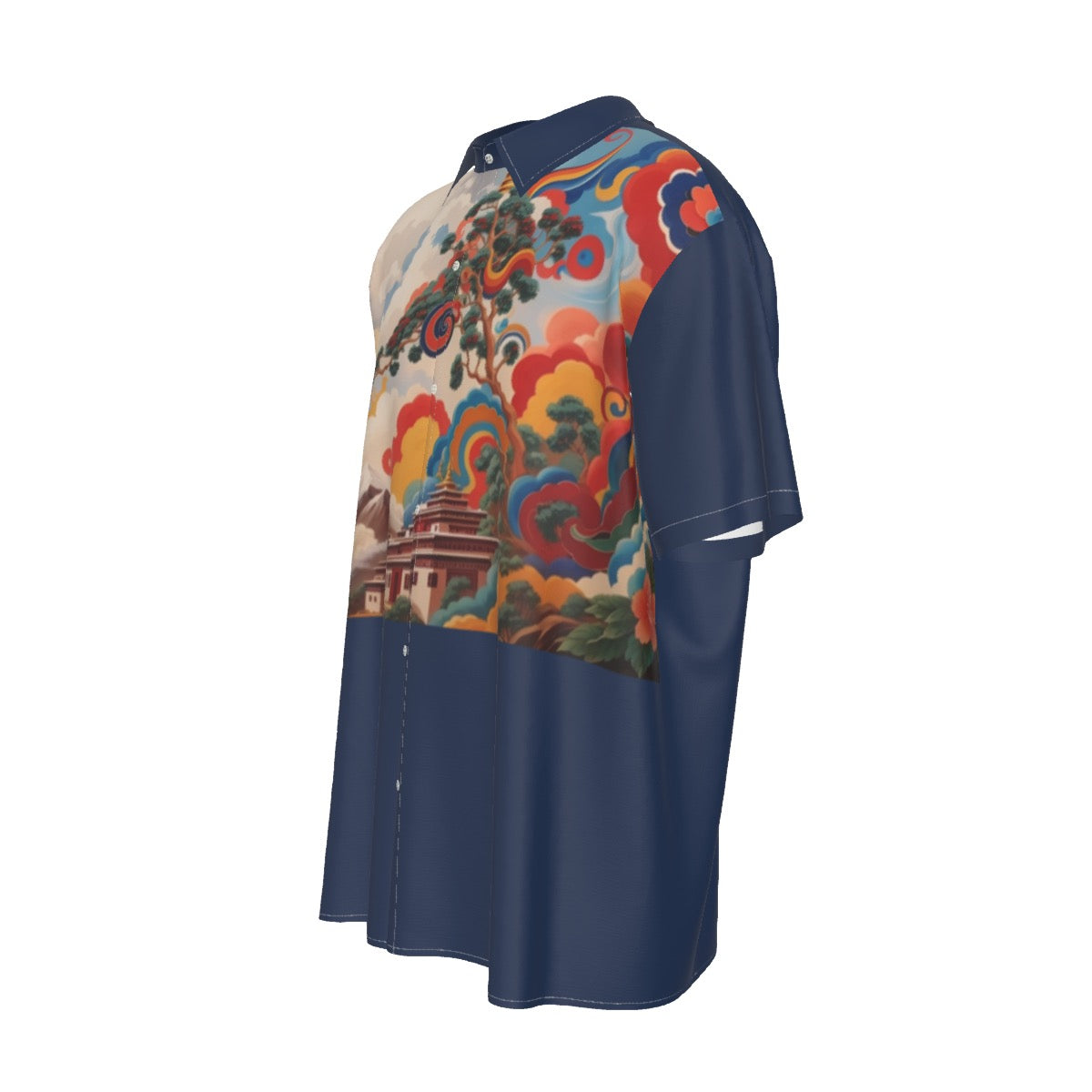 H&E -- Men's Imitation Silk Short-Sleeved Shirt