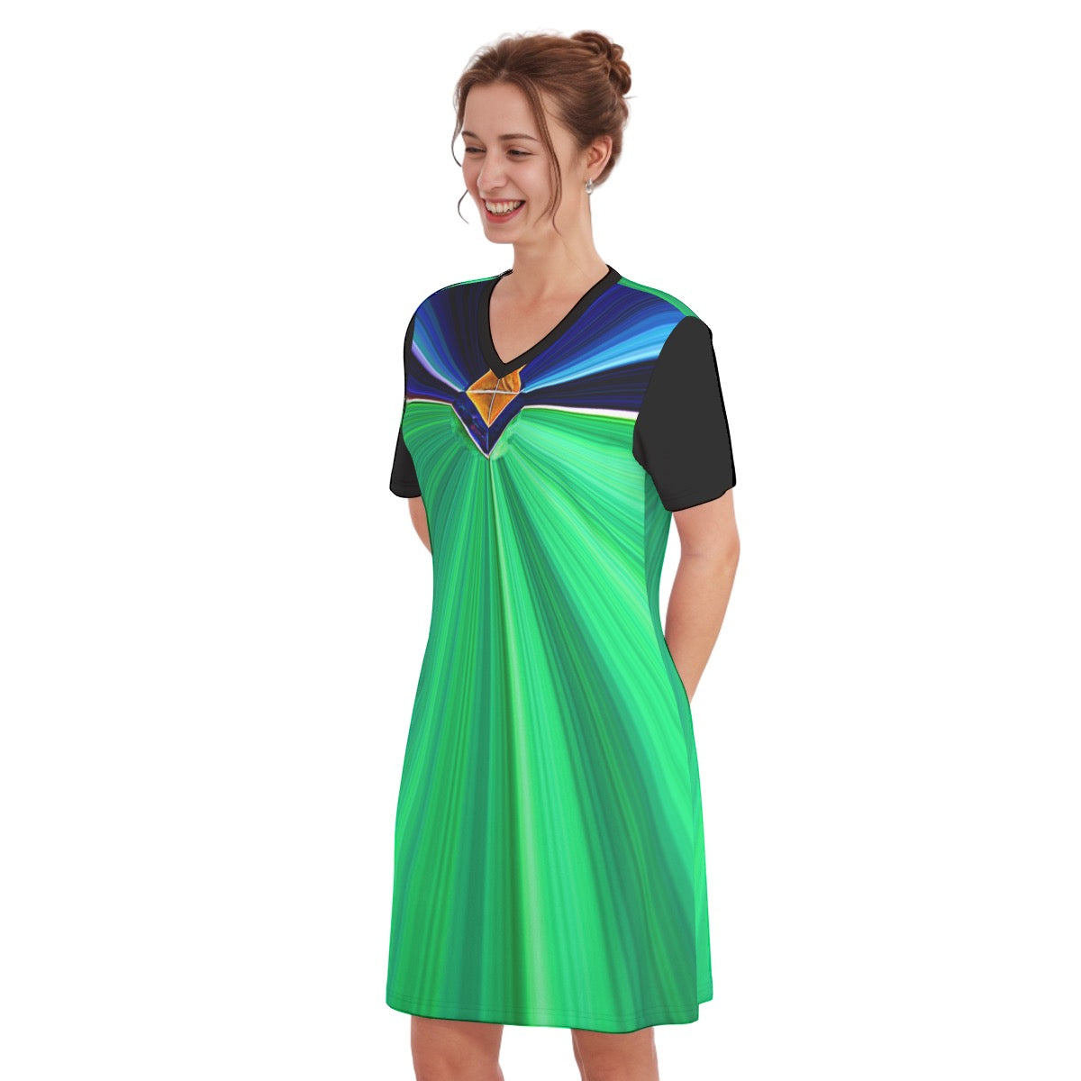 Zellige -- Women's V Neck Dress 100% Cotton