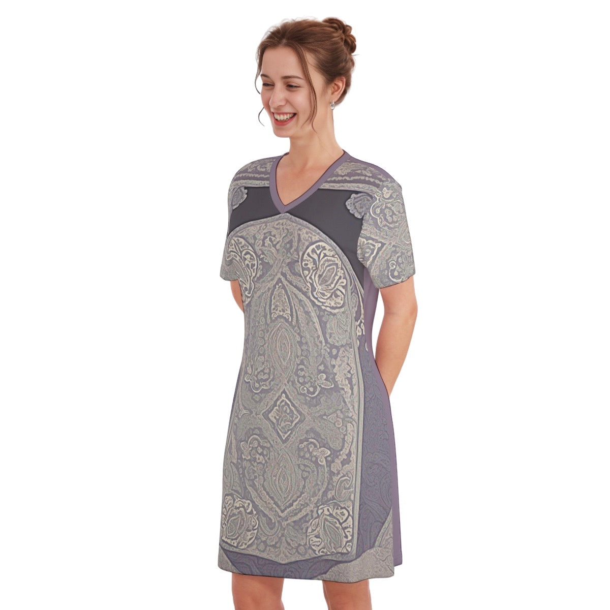 Crest -- Women's V Neck Dress 100% Cotton