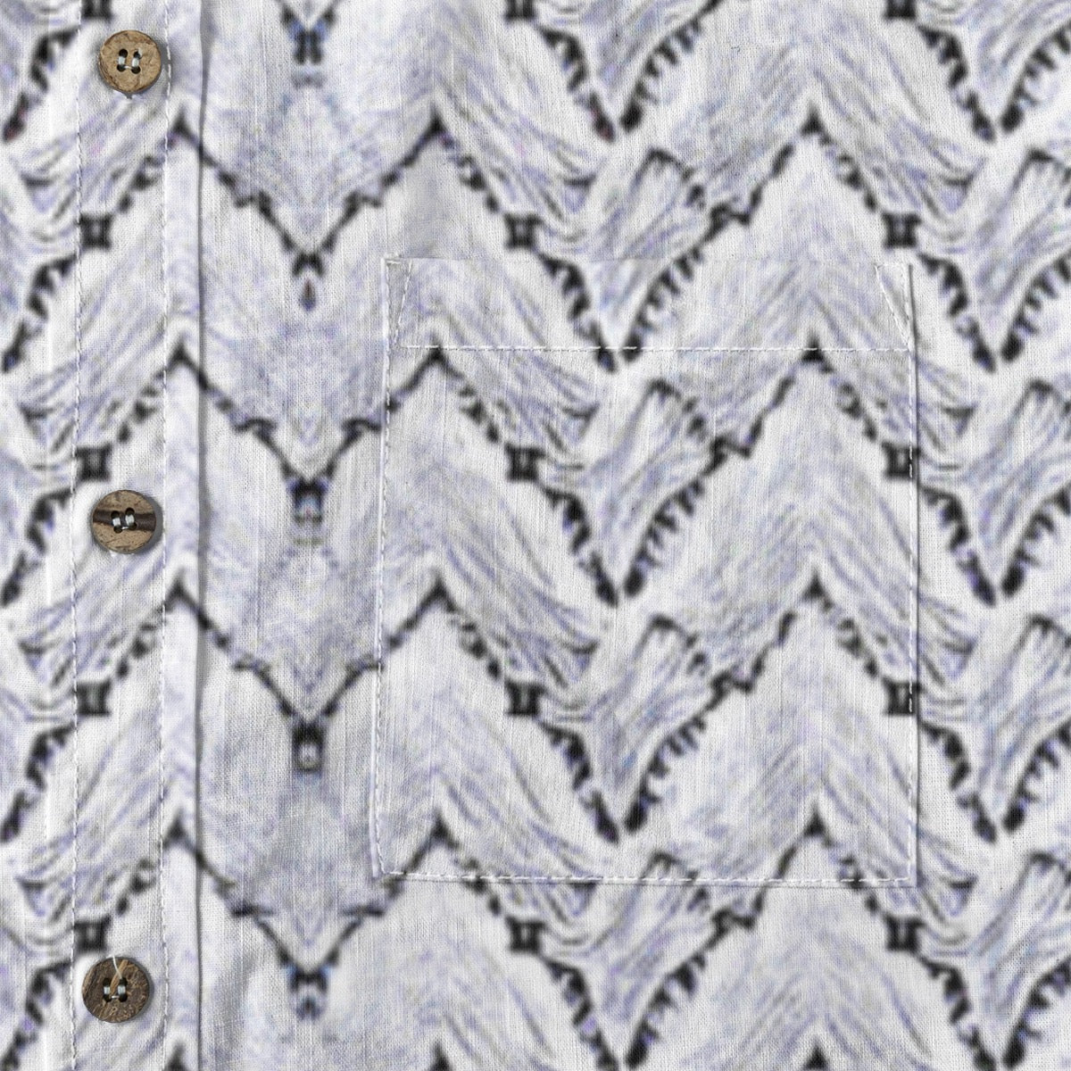 White Herringbone Pattern -- Men's 100% Cotton LS Collared Shirt