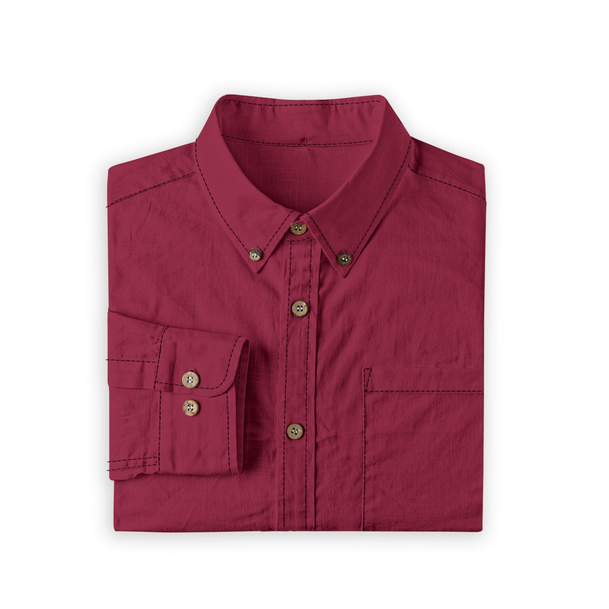 Burgundy -- Men's 100% Cotton LS Shirt
