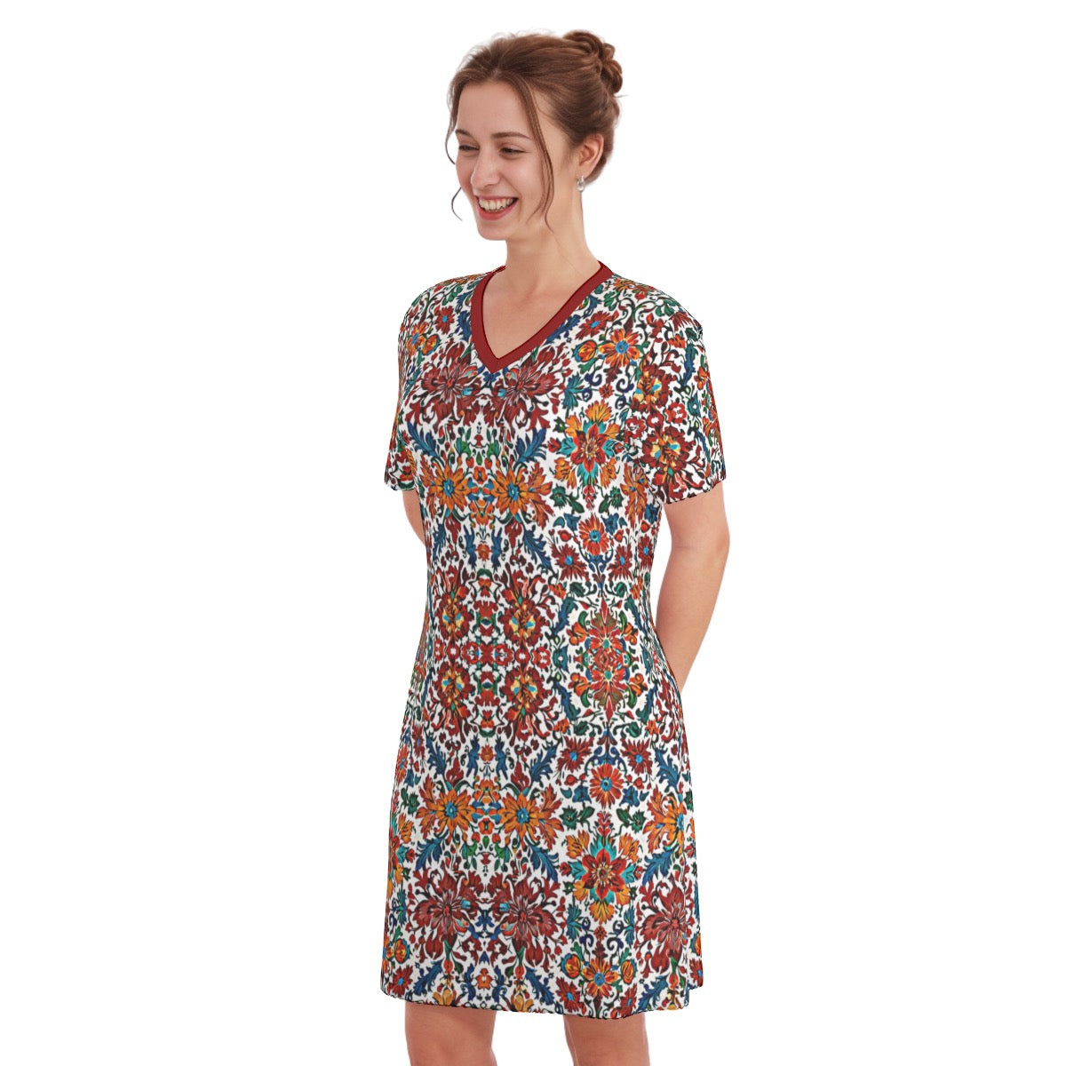 Reyk -- Women's V Neck Dress 100% Cotton