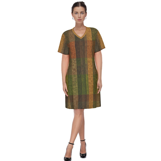 Bacau -- Women's V Neck Dress 100% Cotton