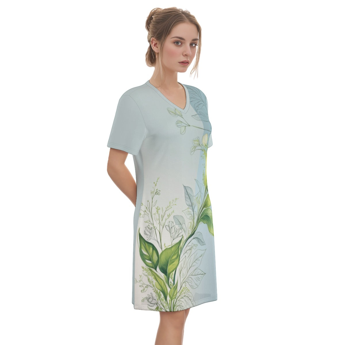 Wild Too -- Women's V Neck Dress 100% Cotton