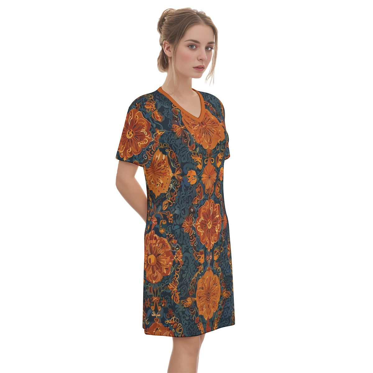 Aspen -- Women's V Neck Dress 100% Cotton