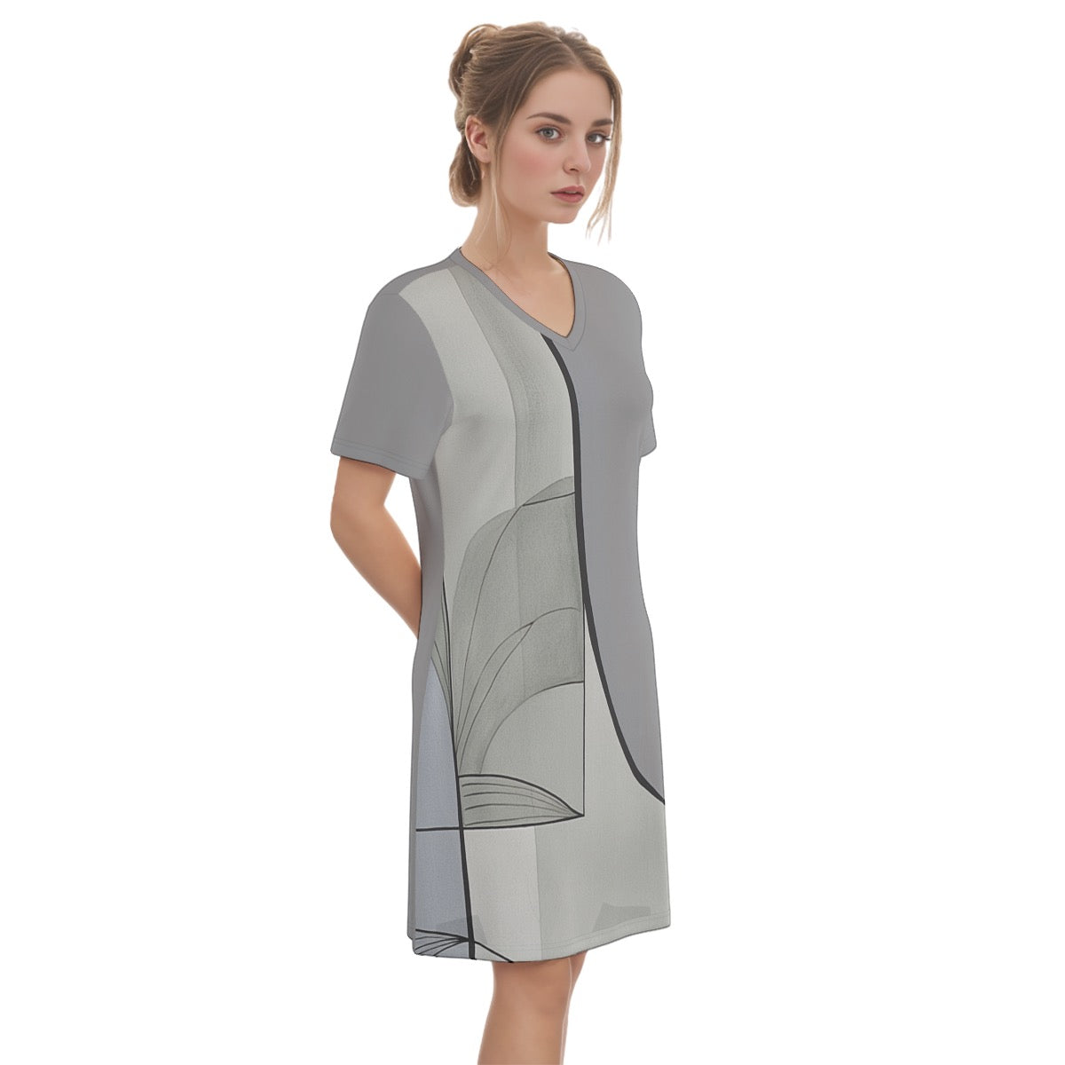 Office -- Women's V Neck Dress 100% Cotton